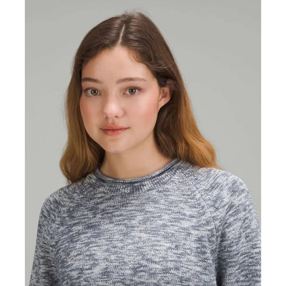 Lululemon Boxy Cotton-Blend Sweater Fisherman Knit‎ in Blue Gray Size Small - Picture 11 of 13